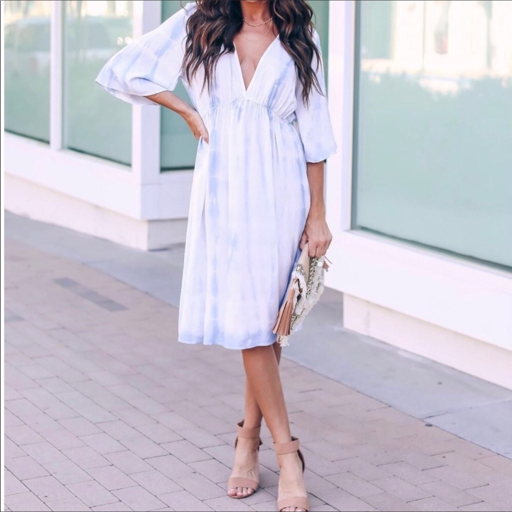 Sky Blue Tie Dyed Midi Dress - LAST ONE!